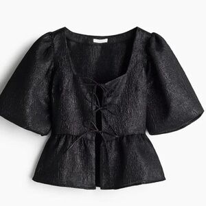 H&M Black Textured Blouse